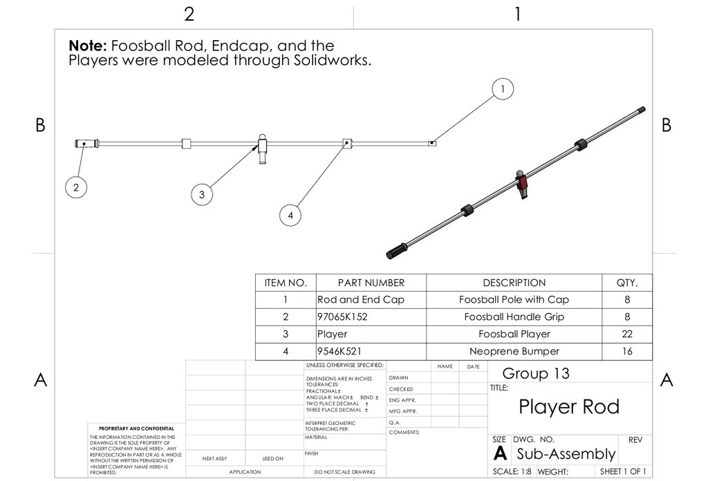 Player Rod Sub-Assembly